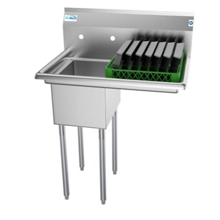 Koolmore 1 Compartment Stainless Steel NSF Commercial Kitchen Prep & Utility Sink with Drainboard SA121610-16R3